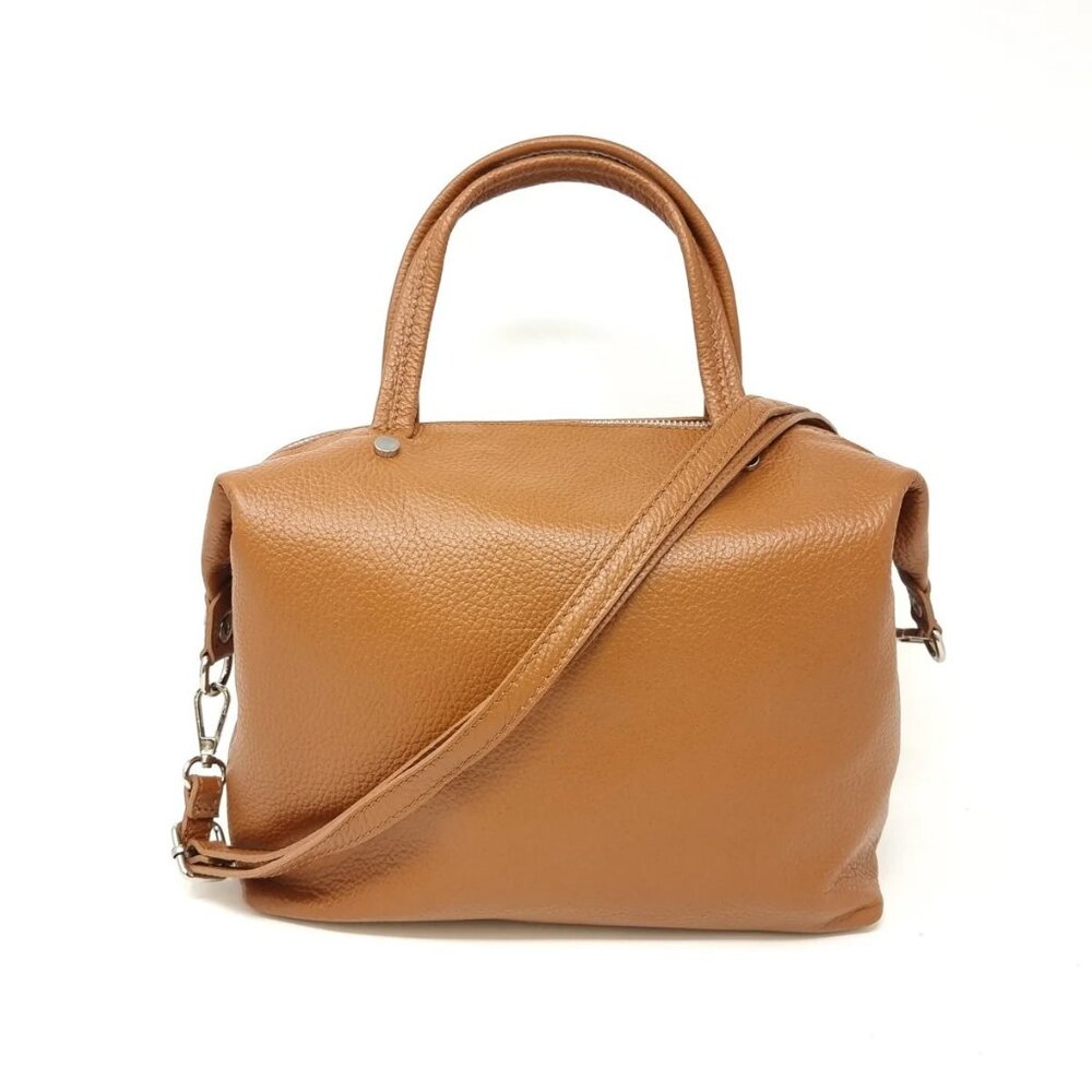 GENUINE ITALIAN LEATHER TOP HANDLE CROSSBODY BAG